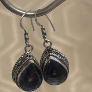 Amethyst teardrop sterling silver earrings